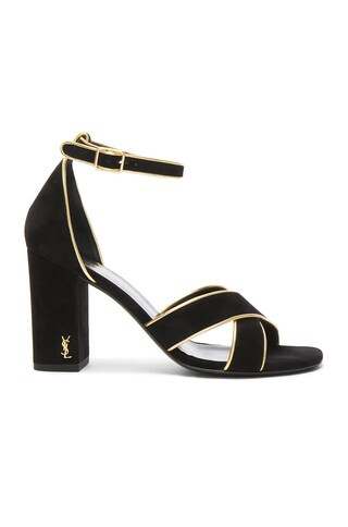 Saint Laurent Babies Heel in Black & Gold | FORWARD by elyse walker