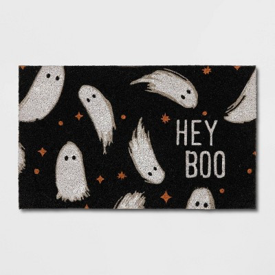 1'6"x2'6" Halloween 'Hey Boo' Coir Doormat Black - Hyde and EEK! Boutique™: Outdoor Ghost Pattern, Medium Pile | Target
