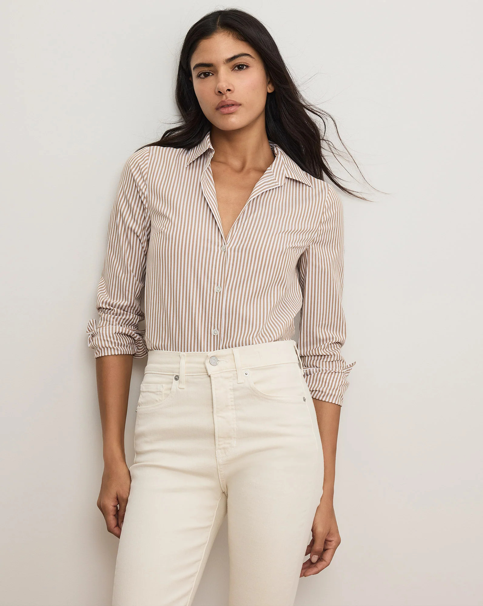 Amelia Striped Button-Down Shirt | Veronica Beard