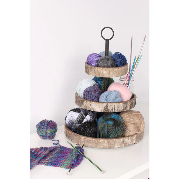 Designovation White Birch Wood 3-tiered Tray | Bed Bath & Beyond