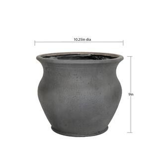 10.25 in. Dia x 9 in. H. Smooth Cement Cast Stone Belly Pot PF8919SC | The Home Depot