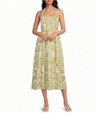 Lucy Paris Kacey Printed Halter Neck Sleeveless A-Line Midi Dress | Dillard's | Dillard's