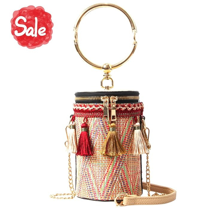 Tassels Woven Bucket Bag, Bucket bags for women, Crossbody Bag For Women, Handbags, Bag with Meta... | Amazon (US)