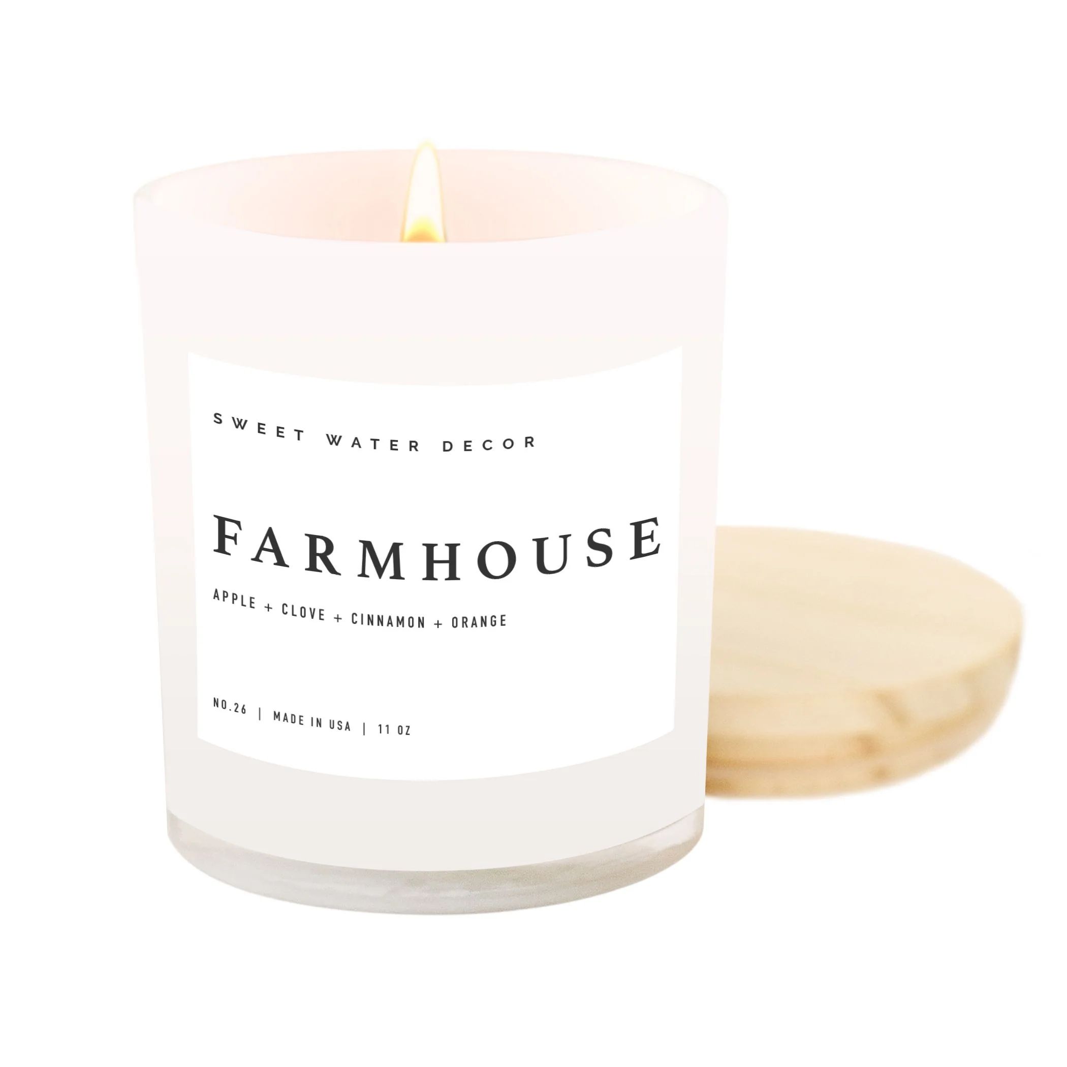 Farmhouse Soy Candle | White Jar + Wood Lid | Sweet Water Decor, LLC