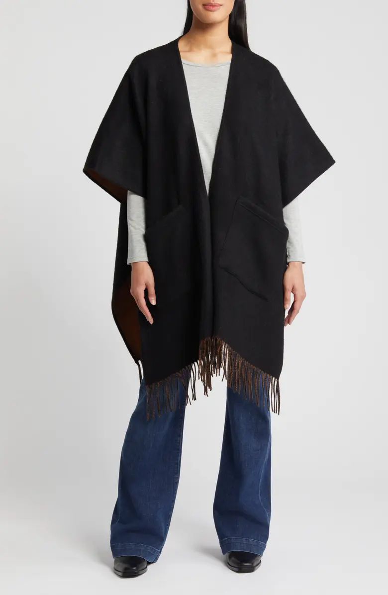 Reversible Pocket Wool & Cashmere Ruana | Nordstrom