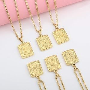 Glimmerst Initial Pendant Necklace 18K Gold Plated Stainless Steel Letter Necklace Personalizd Na... | Amazon (US)