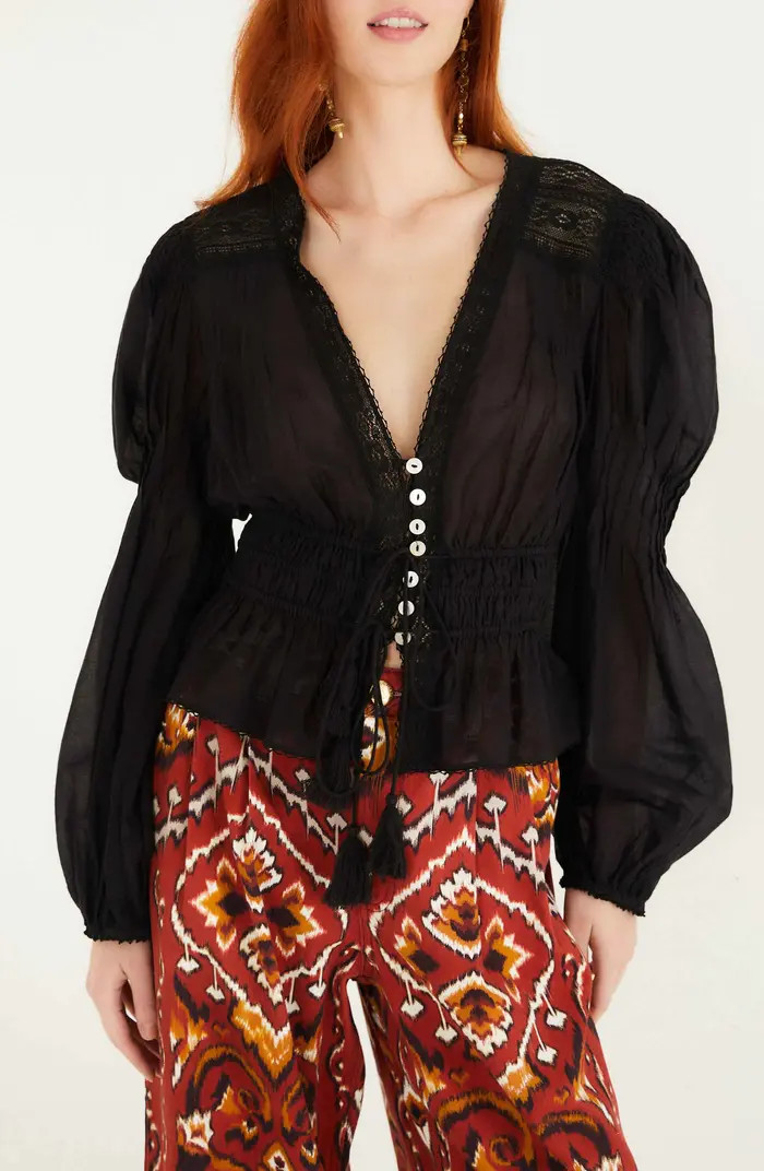 FARM Rio Lace Puff Sleeve Top | Nordstrom | Nordstrom