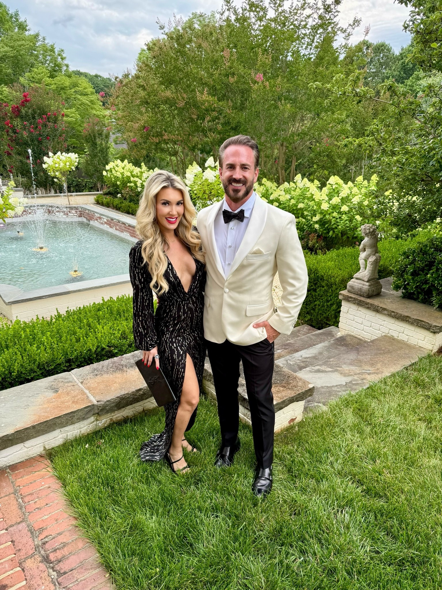 Casino Royal Birthday black tie theme calls for glam!  Wearing size xsmall in dress & size 6 in heels. I’m 5’4” 122lbs for reference. 

#WhiteTieDress #FormalDress #BlackFormalDress ￼#FormalDresses #BlackAndGoldFormalDress #NewYearsEveDress #NewYearsDress #GalaAddress #Revolve #RevolveClothing