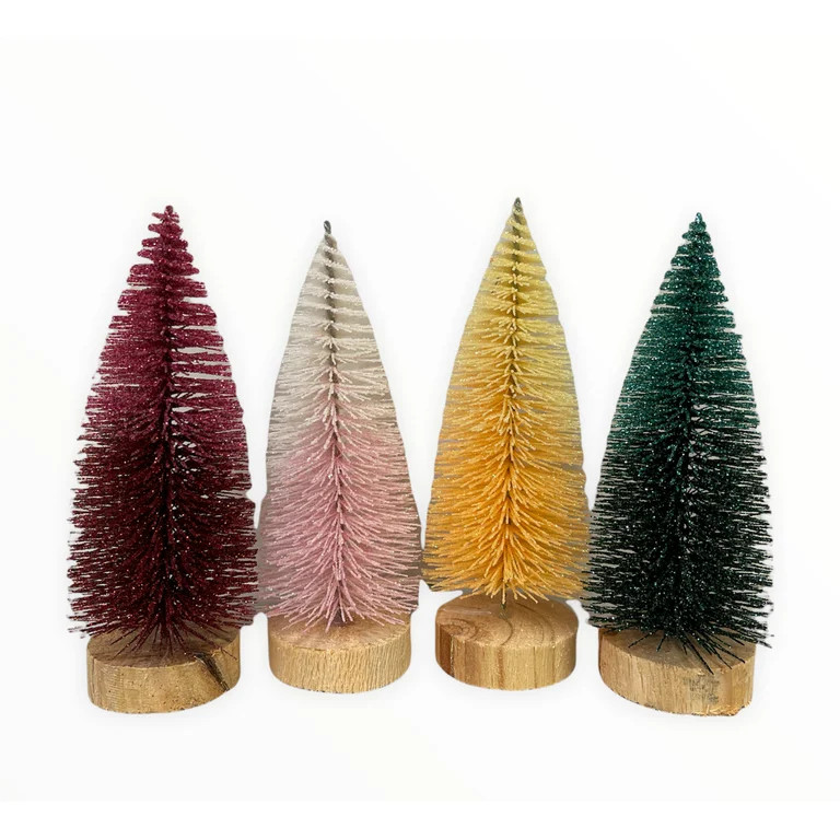 Momentum Bottle Brush Mini Ombre Glittered Christmas Trees, 6 in. x 2 in.;  Set of 4 Colors | Walmart (US)