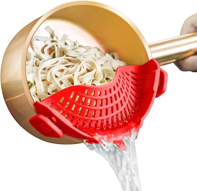 Clip On Strainer Silicone for all Pots and Pans, AUOON Pasta Strainer Clip on Food Strainer for M... | Amazon (US)