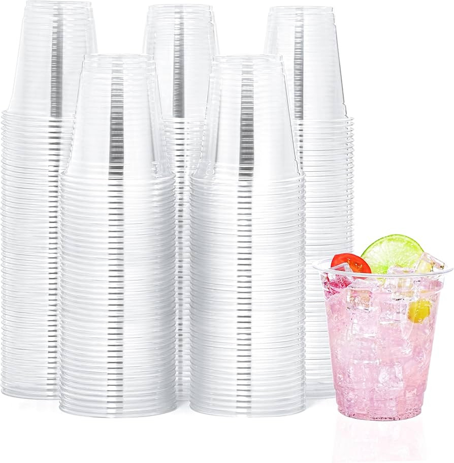 100 Pack 12 oz Clear Plastic Cups,Clear Disposable Plastic Cups,Cocktail Party Plastic Cups,PET C... | Amazon (US)