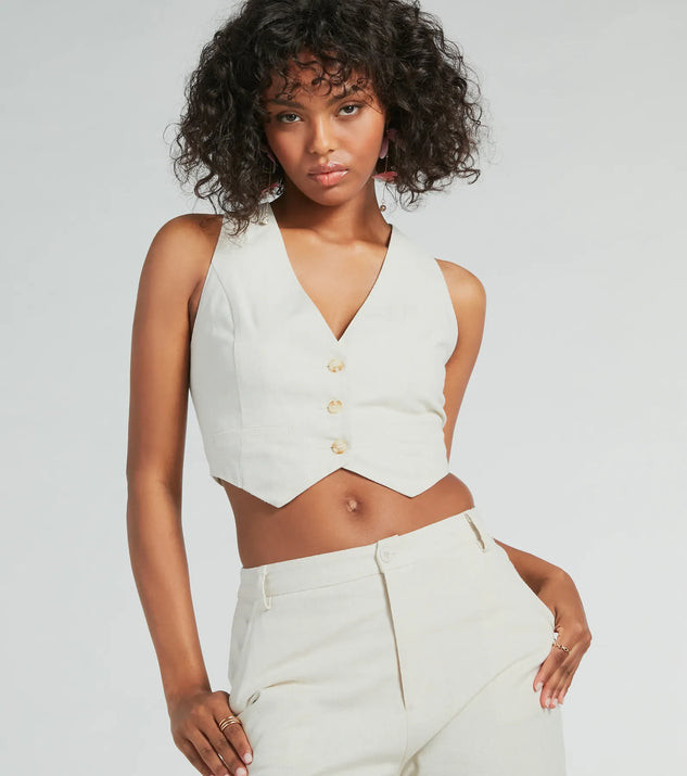 Everyday Polish Button Up Linen Vest | Windsor Stores