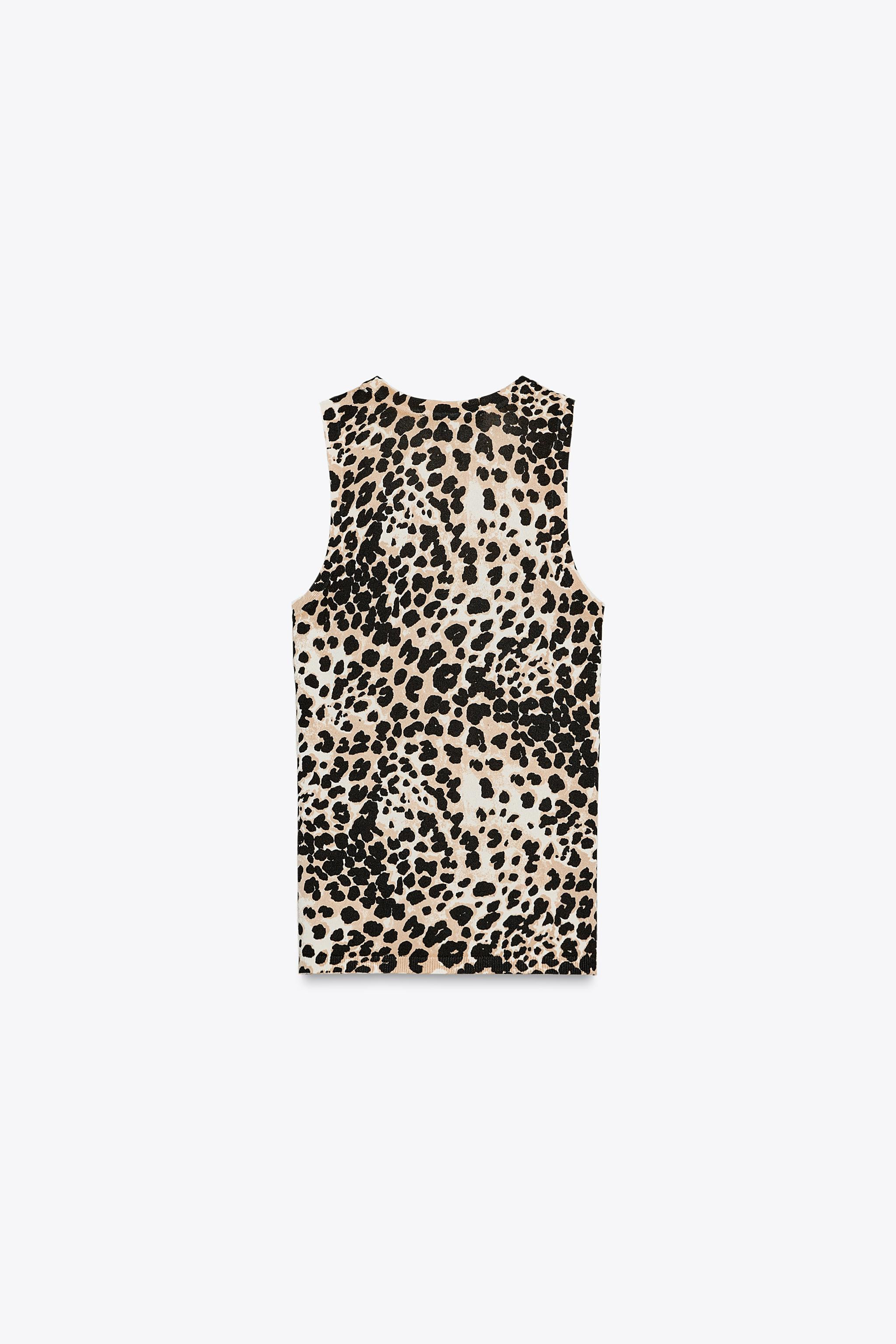 BASIC ANIMAL PRINT KNIT TOP | Zara UK