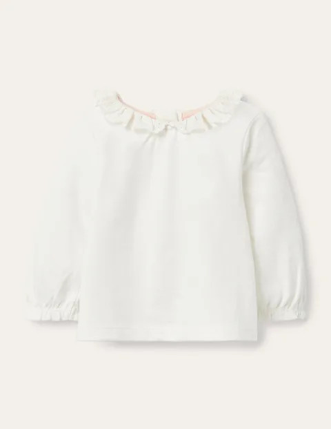 Long-Sleeved Broderie T-shirt - Ivory Broderie | Boden (US)