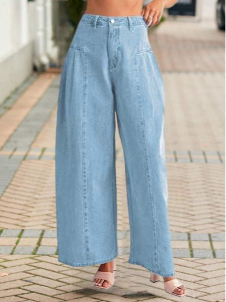 Women's Outdoor Loose-Fitting High-Waisted Wide-Leg Pants, Loose Boyfriend Style Wide-Leg Pants With Side Pleats. | SHEIN