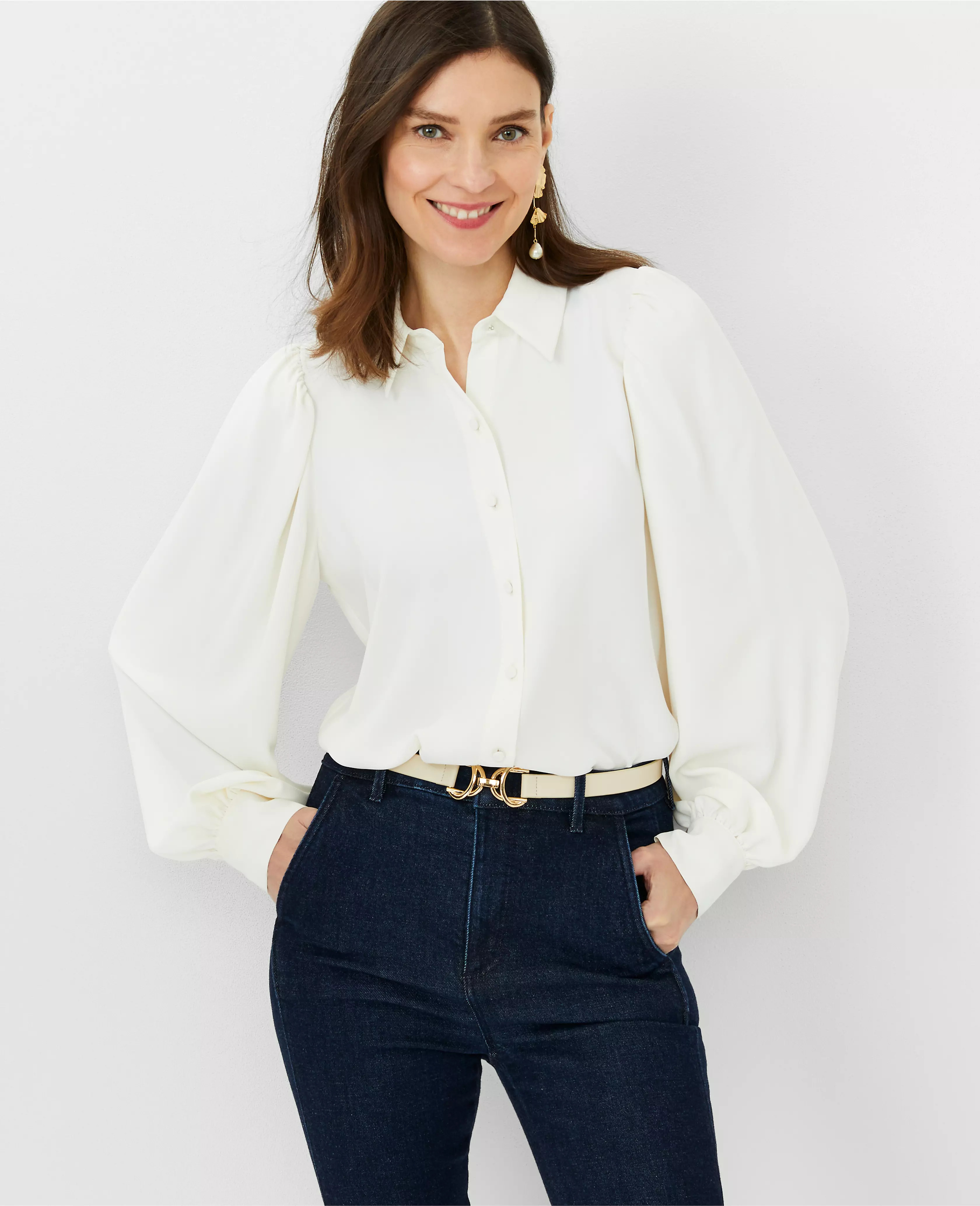 Collared Puff Sleeve Shirt | Ann Taylor (US)