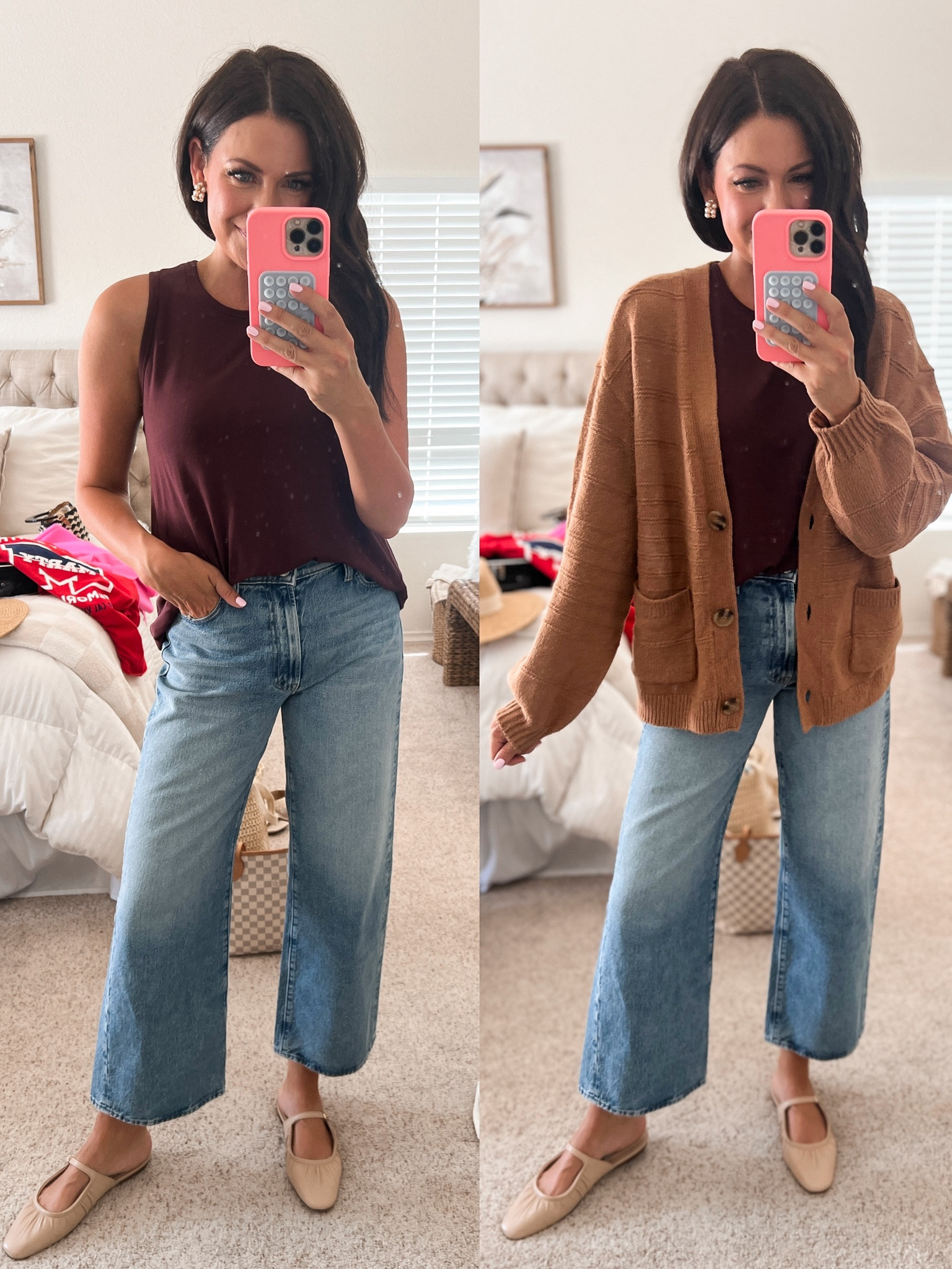 Small in old navy luxe tank
Small in oversized nsale cardigan, between sizes go down
Go down one size in nsale jeans 
Steve Madden flats run tts 

#LTKSeasonal #LTKxNSale #LTKSummerSales