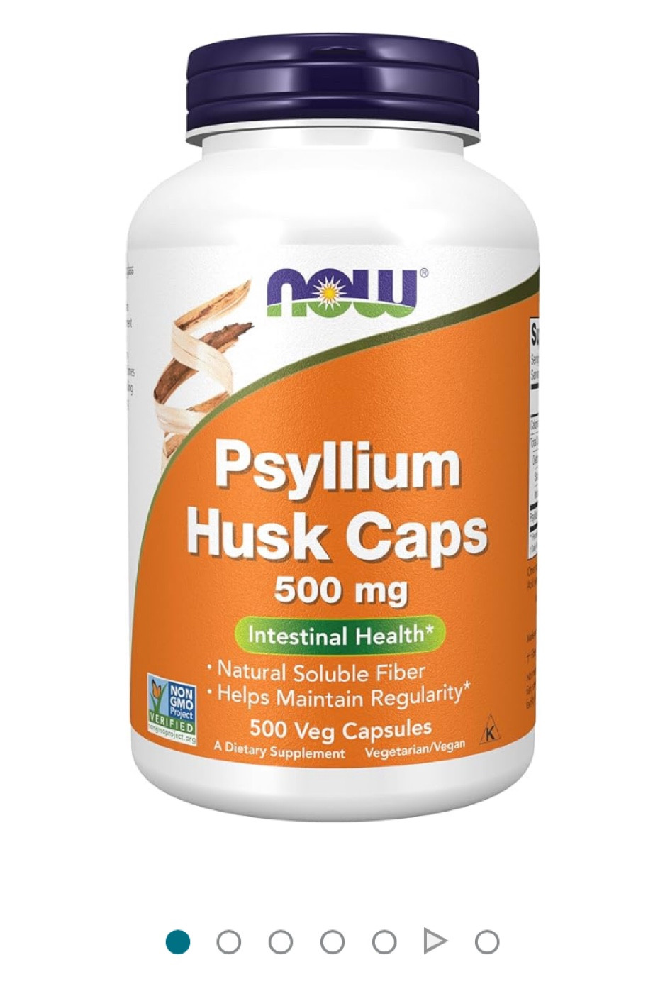 NOW Supplements, Psyllium Husk Caps 500 mg, Non-GMO Project Verified, Natural Soluble Fiber, Intestinal Health*, 500 Veg Capsules

#LTKActive #LTKStyleTip #LTKFitness