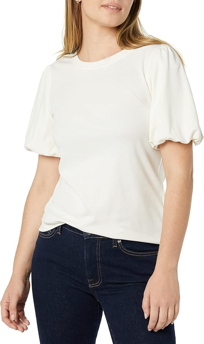 Amazon Aware Women's Jersey Puff Sleeve Crewneck Top | Amazon (US)