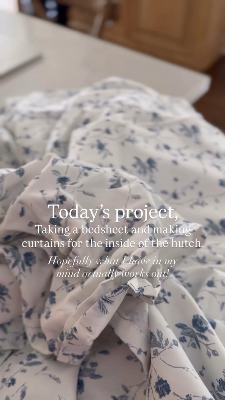 Today’s project, Taking a bedsheet and making curtains for the inside of the hutch. Hopefully what I have in my mind actually works out!