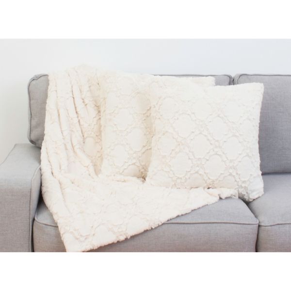 White Lattice Mia 3-pc. Pillows and Throw Set | Kirklands | Kirkland's Home