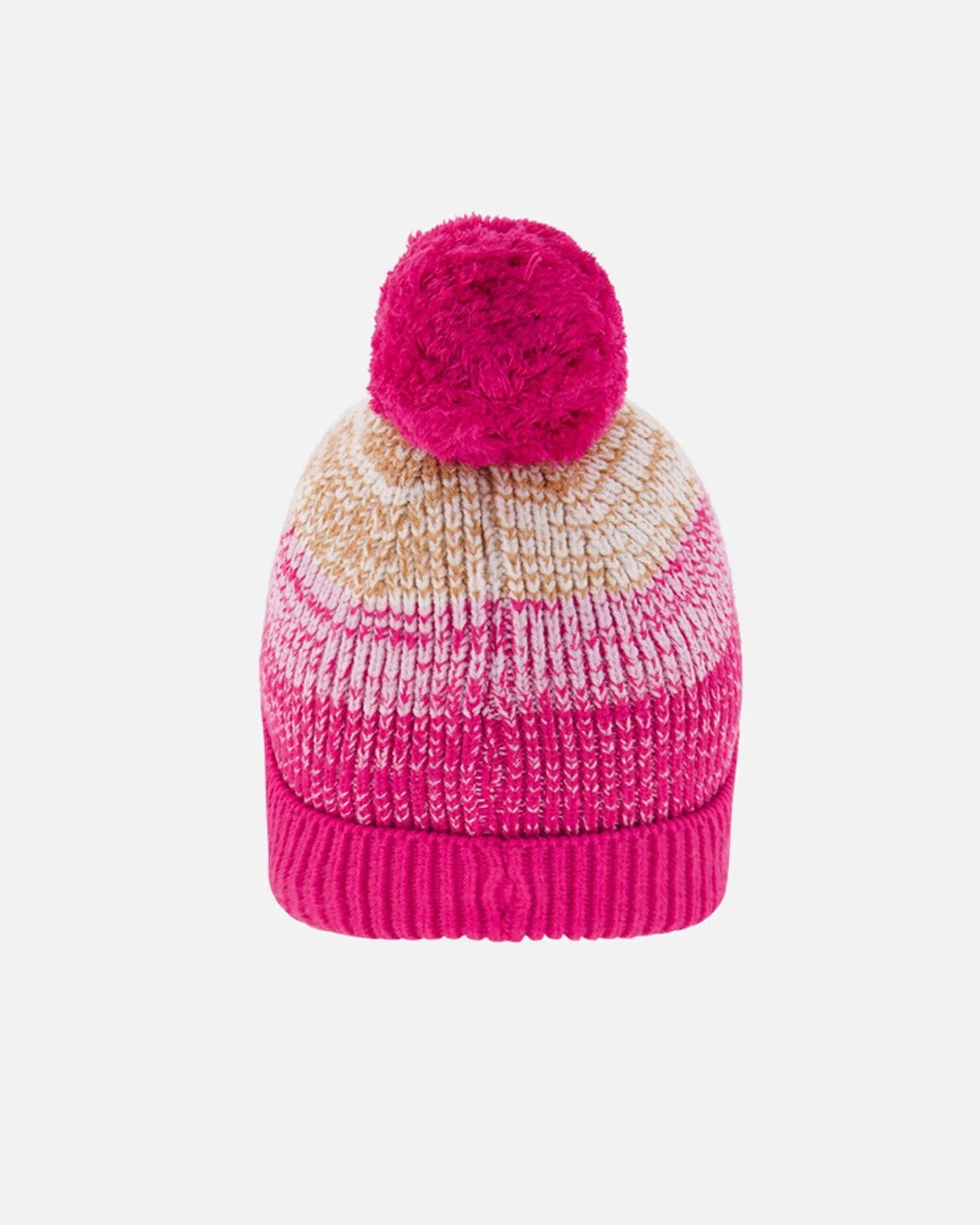 Winter Pompom Knit Hat Fuchsia Gradient | Deux par Deux Childrens Designer Clothing