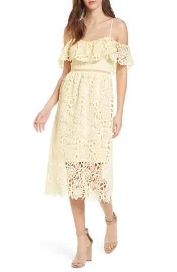 Women's Astr The Label Lace Off The Shoulder Midi Dress | Nordstrom