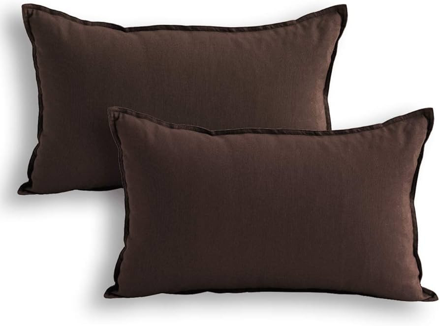 Jeanerlor Cotton Linen Square Decorative Throw Pillow Case Cushion Cover with Twin Needles Stitch... | Amazon (US)