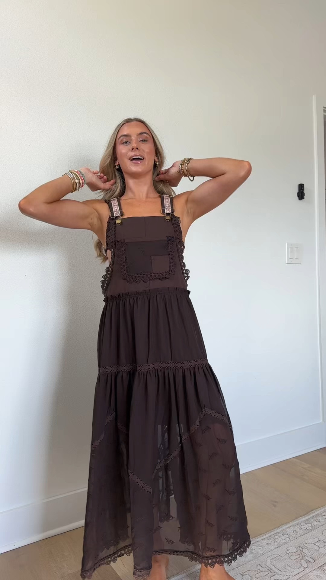 Amazon size XS Women's Summer Laced Embroidered Tulle Bib Overall Dress Casual Loose Adjustable Straps Sleeveless Maxi Dress

#LTKootd #LTKSeasonal #LTKSwim