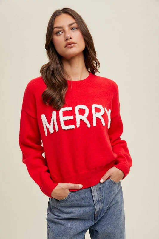 Merry Fluffy Patch Sweater Small | HAILOS