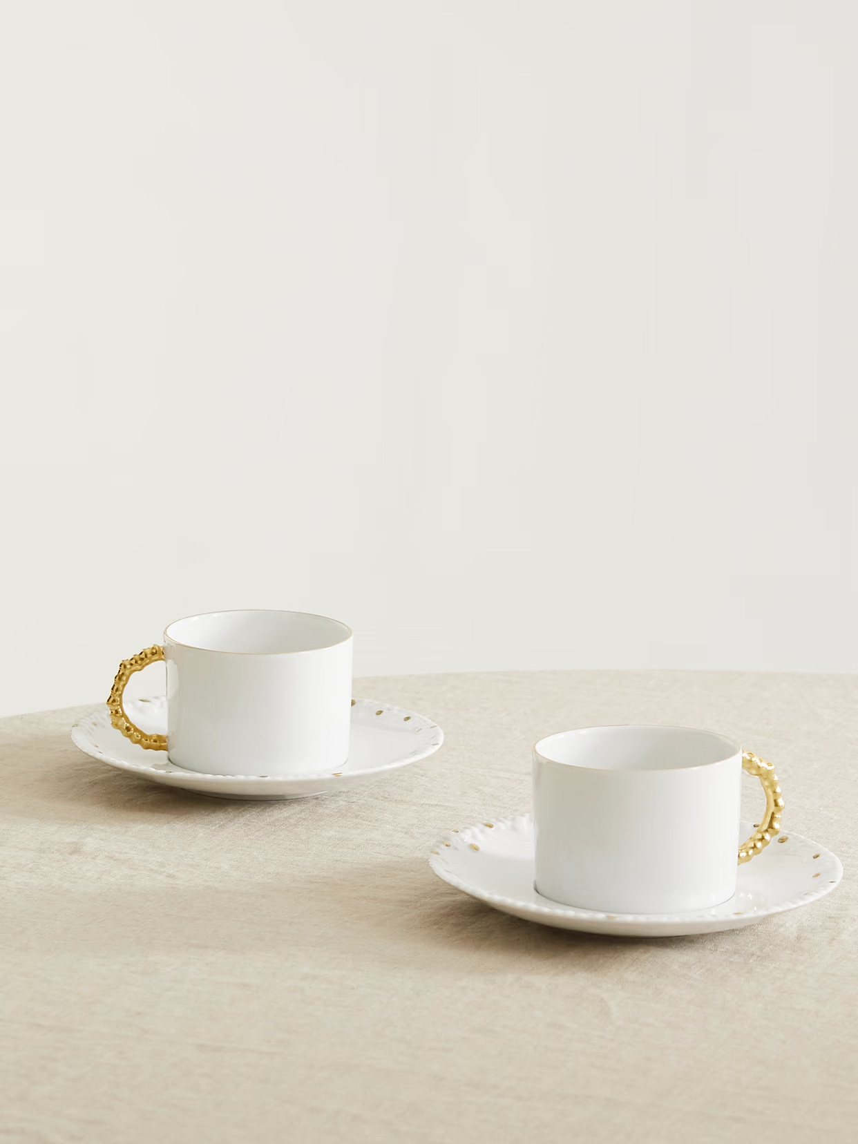 L'Objet - + Haas Brothers Mojave Set Of Two Gold-plated Porcelain Tea Cups And Saucers - White | NET-A-PORTER (US)