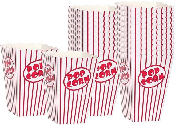 Movie Night Popcorn Boxes for Party (20 pack) - Paper Popcorn Buckets - Red and White Popcorn Bag... | Amazon (US)