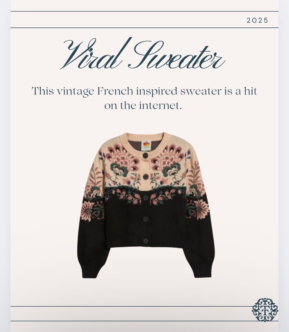 A gorgeous French inspired sweater, perfect gift for her. 
M

#LTKHoliday #LTKSeasonal #LTKootd