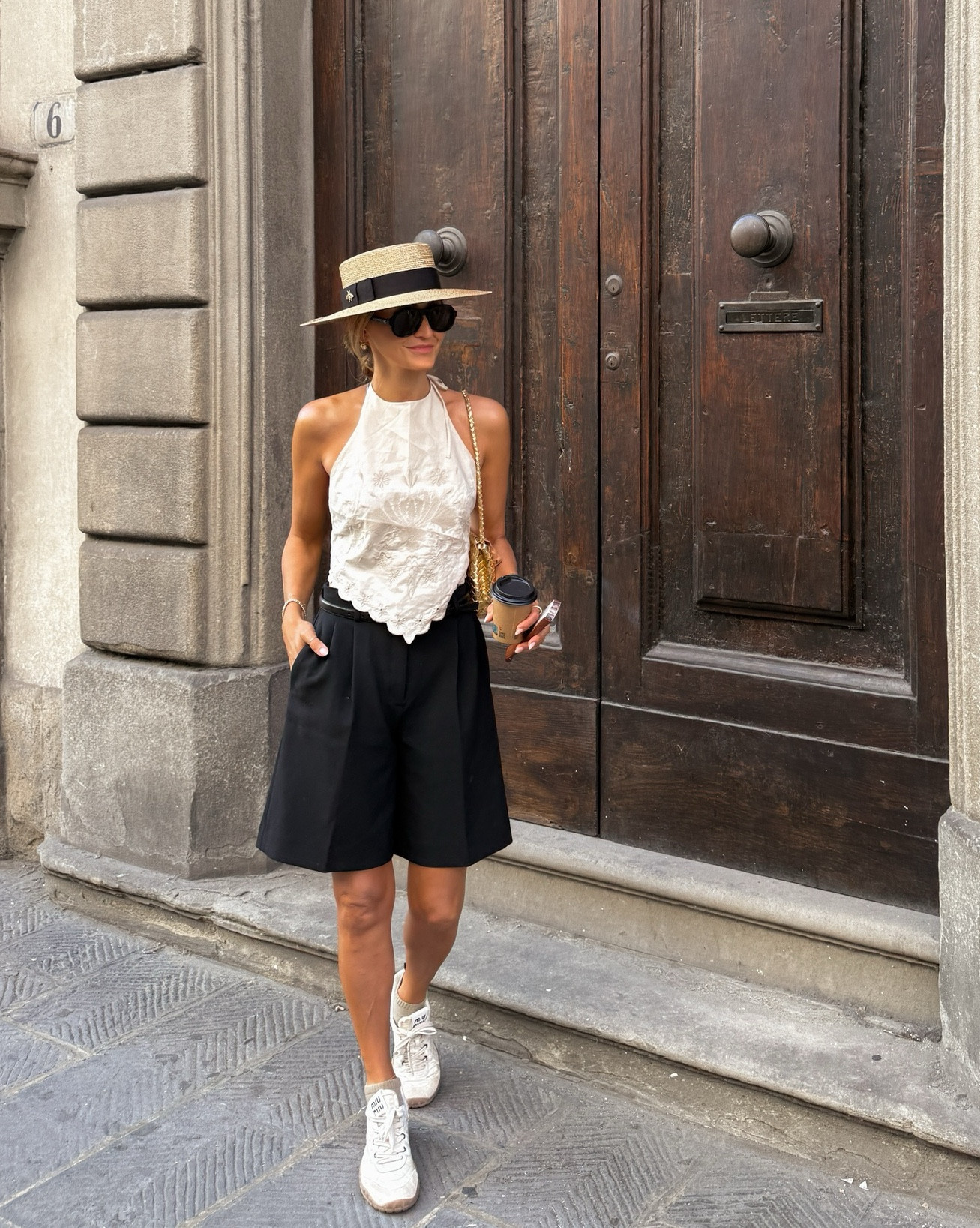 Day 7 of 14 Italian Summer Outfits🤍 For this look, I paired this poplin Zara top with my Aritzia Bermuda shorts and accessorized with an Aritzia belt, Miu Miu sneakers, Gucci sun hat, and Celine sunnies!

#LTKSeasonal #LTKTravel #LTKStyleTip