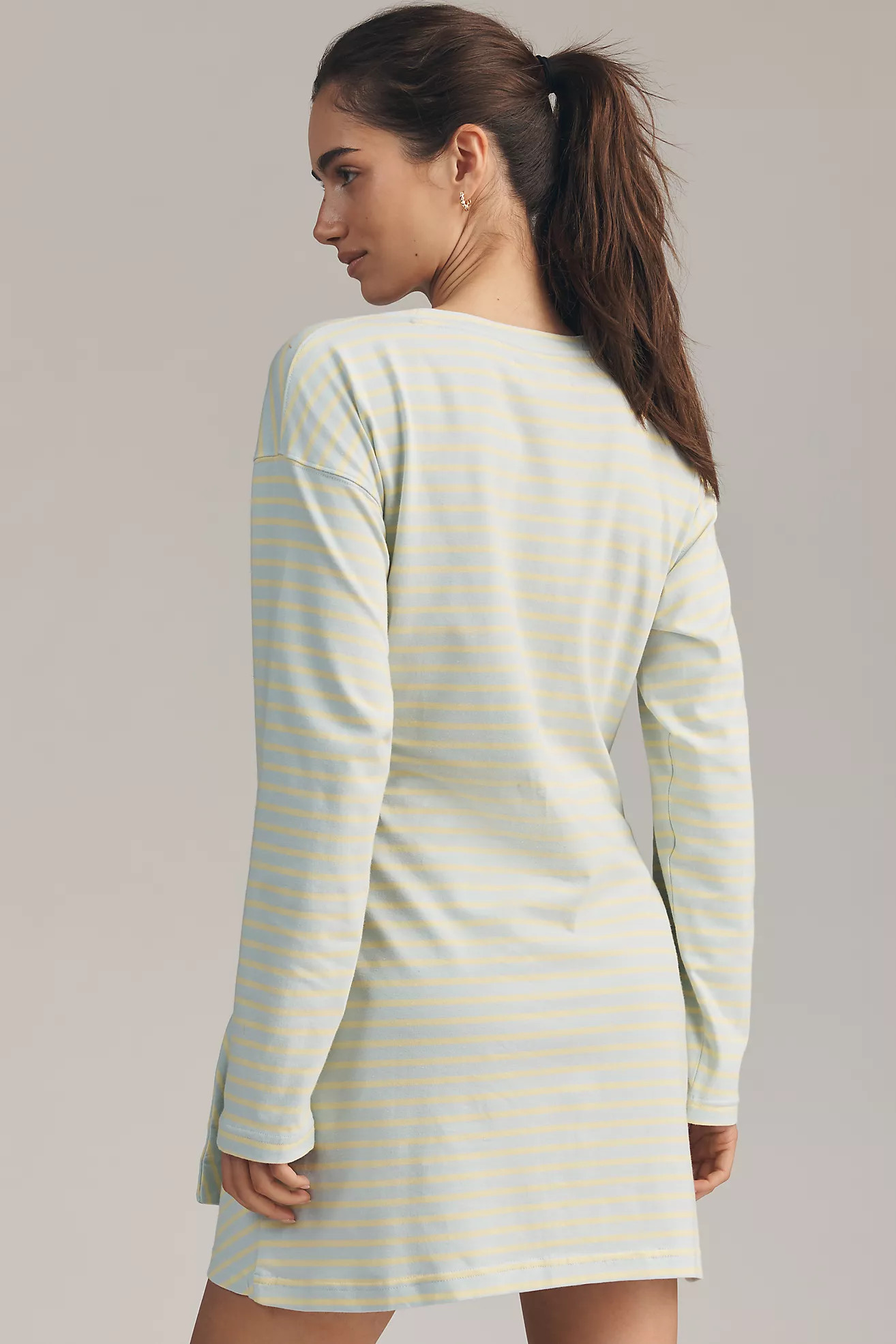 Daily Practice Striped Long-Sleeve Wrap Mini Dress | Anthropologie (US)