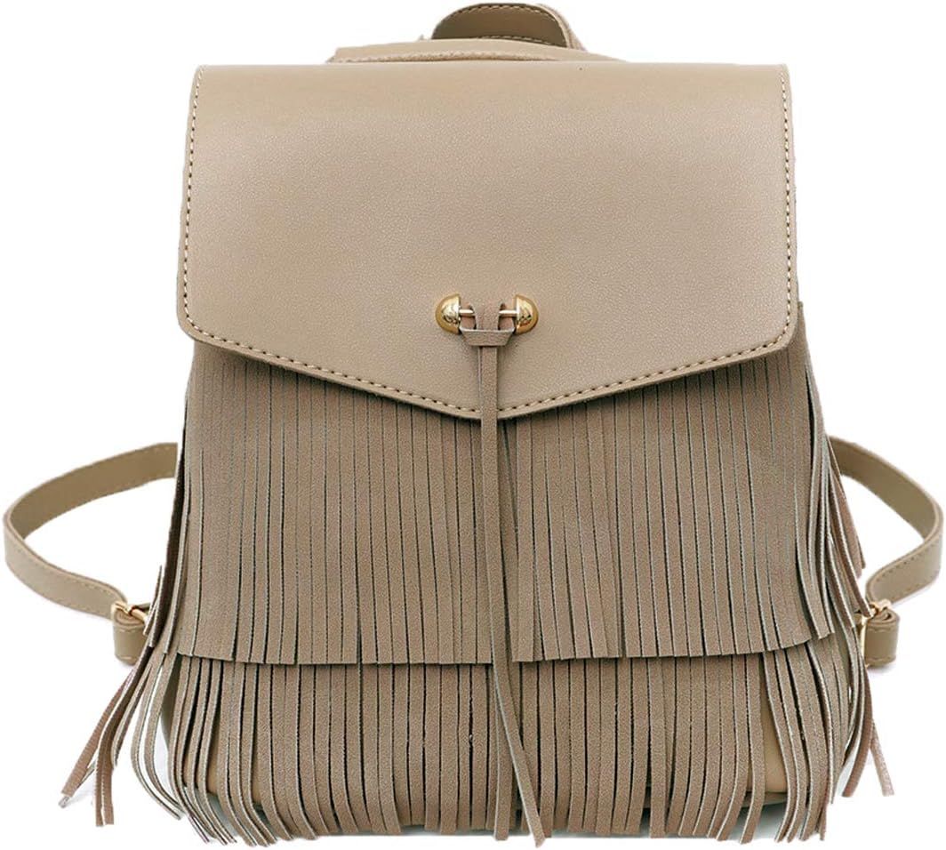 Ayliss Women Fringed Backpack Tassel Messenger Shoulder Bag Crossbody Tote Purse Hobo Handbag PU ... | Amazon (US)
