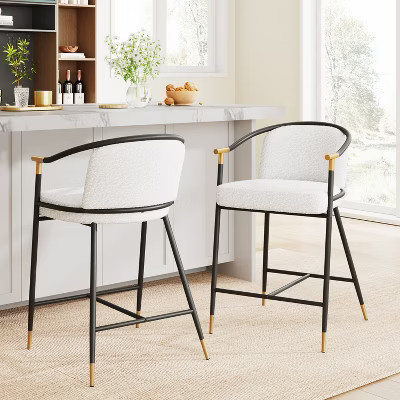 Christopher Knight Home Chaparral Contemporary Upholstered Iron 26 inch Counter Stool (Set of 2), Beige | Target