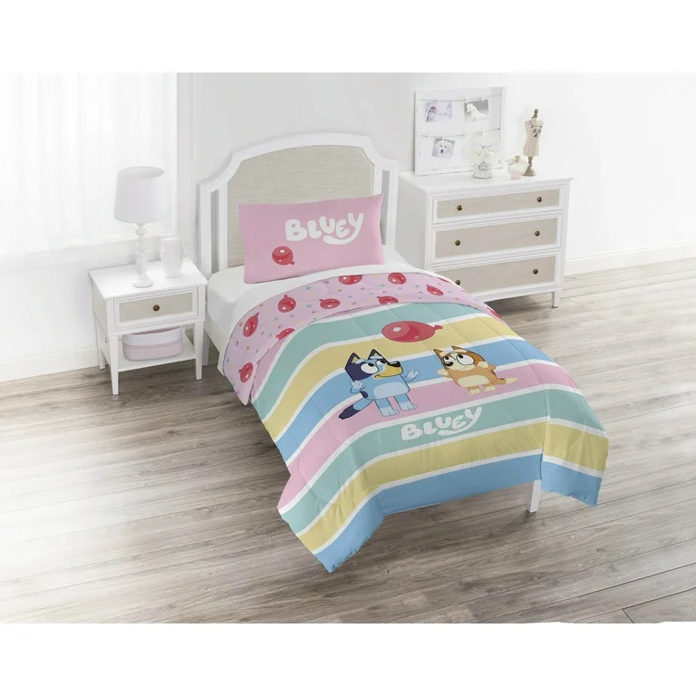 Bluey Kids 2-Piece Twin/Full Reversible Comforter and Pillowcase Bedding Set, Microfiber, BBC Stu... | Walmart (US)