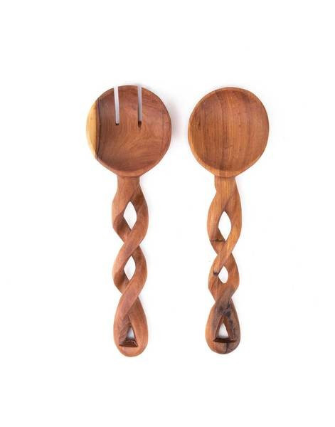 Twisted Wood Salad Servers | The Little Market