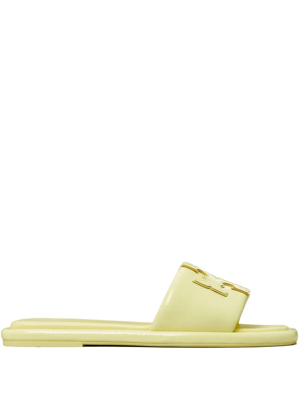 Tory Burch Double T glossy slider sandals - Yellow | Farfetch Global