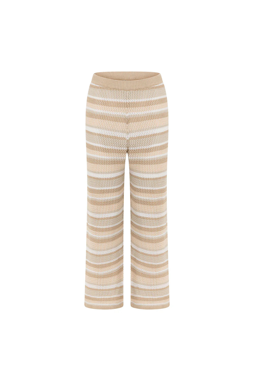 Beige Stripe Cotton Knit High Waist Ruby Pants | Sabo Skirt US