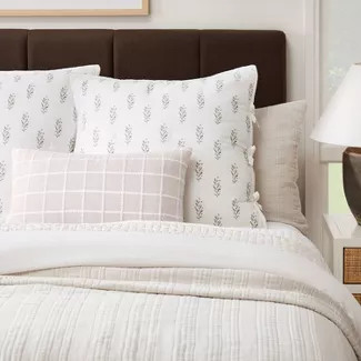 Oblong Woven Grid Decorative Throw Pillow Light Beige - Threshold™ designed with Studio McG... | Target