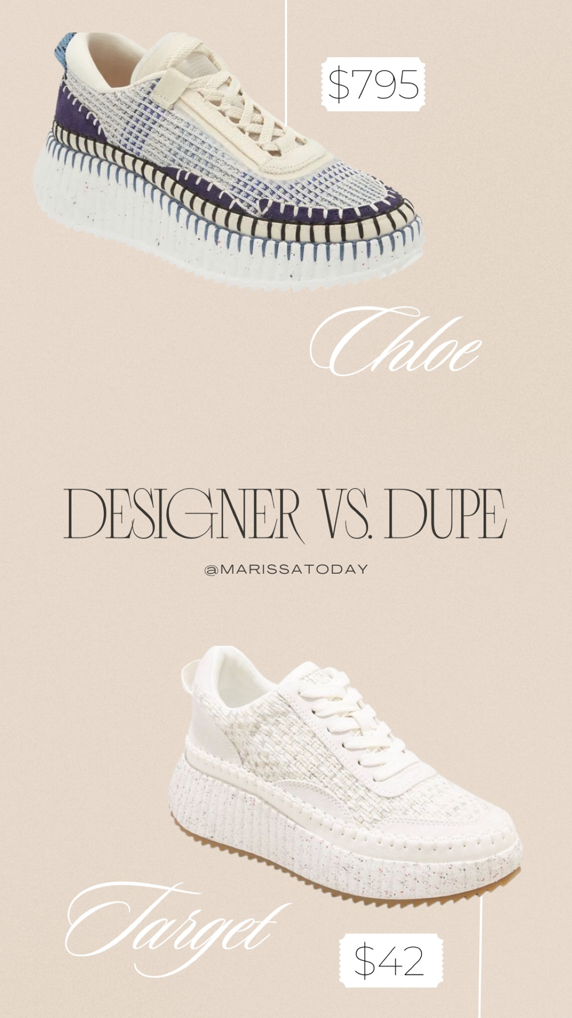 I love these Chloe sneakers, but the price tag is just isn’t doing it for me with wanting to do home renovations and with saving for the kids! I saw these dupes at #targetstyle though! 

#LTKFind #LTKshoecrush #LTKSale