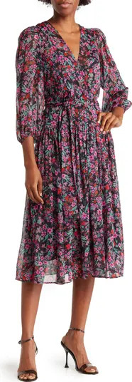 Calvin Klein Ditsy Floral Print Tie Waist Dress | Nordstromrack | Nordstrom Rack