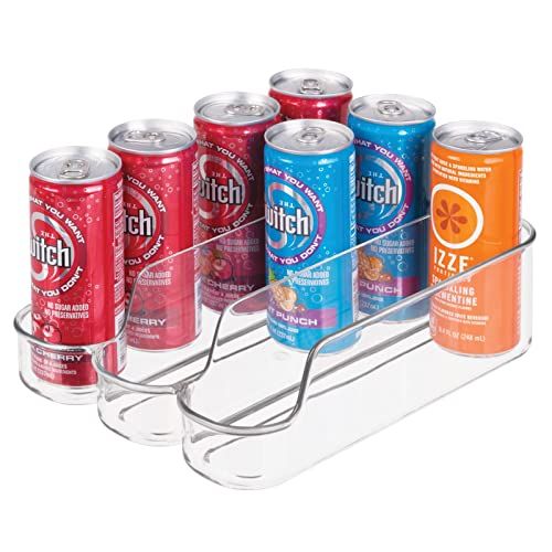 mDesign Small Plastic Kitchen Storage Organizer Divided Bin for Tall Skinny Soda/Pop Cans - 3 Compar | Amazon (US)