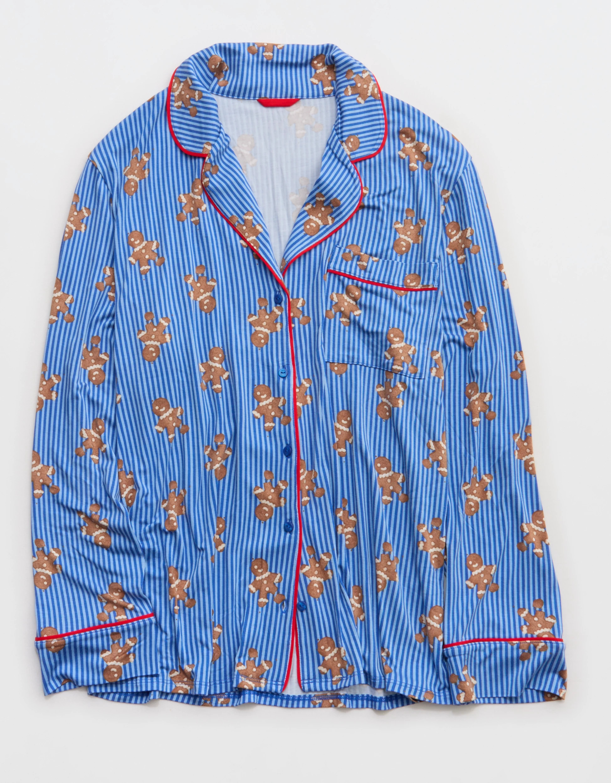 Aerie Real Soft\u00ae Piping Long Sleeve PJ Top | Aerie