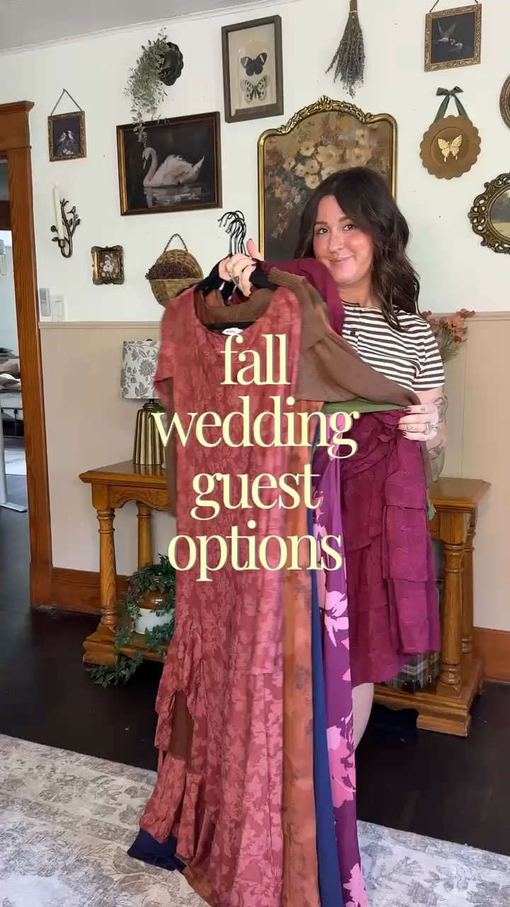 Fall wedding guest dresses! I am 5’1 size 10 wearing larges in everything except medium in red short dress and blue velvet dress!

#LTKWedding #LTKBeauty #LTKMidsize