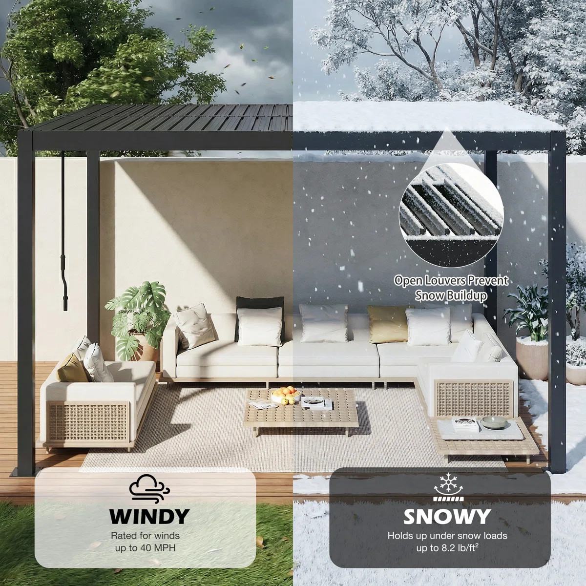 Erommy 10' x 12' Outdoor Pergola with Adjustable Louvered Roof & Integrated Drainage, Heavy-Duty ... | Wayfair North America
