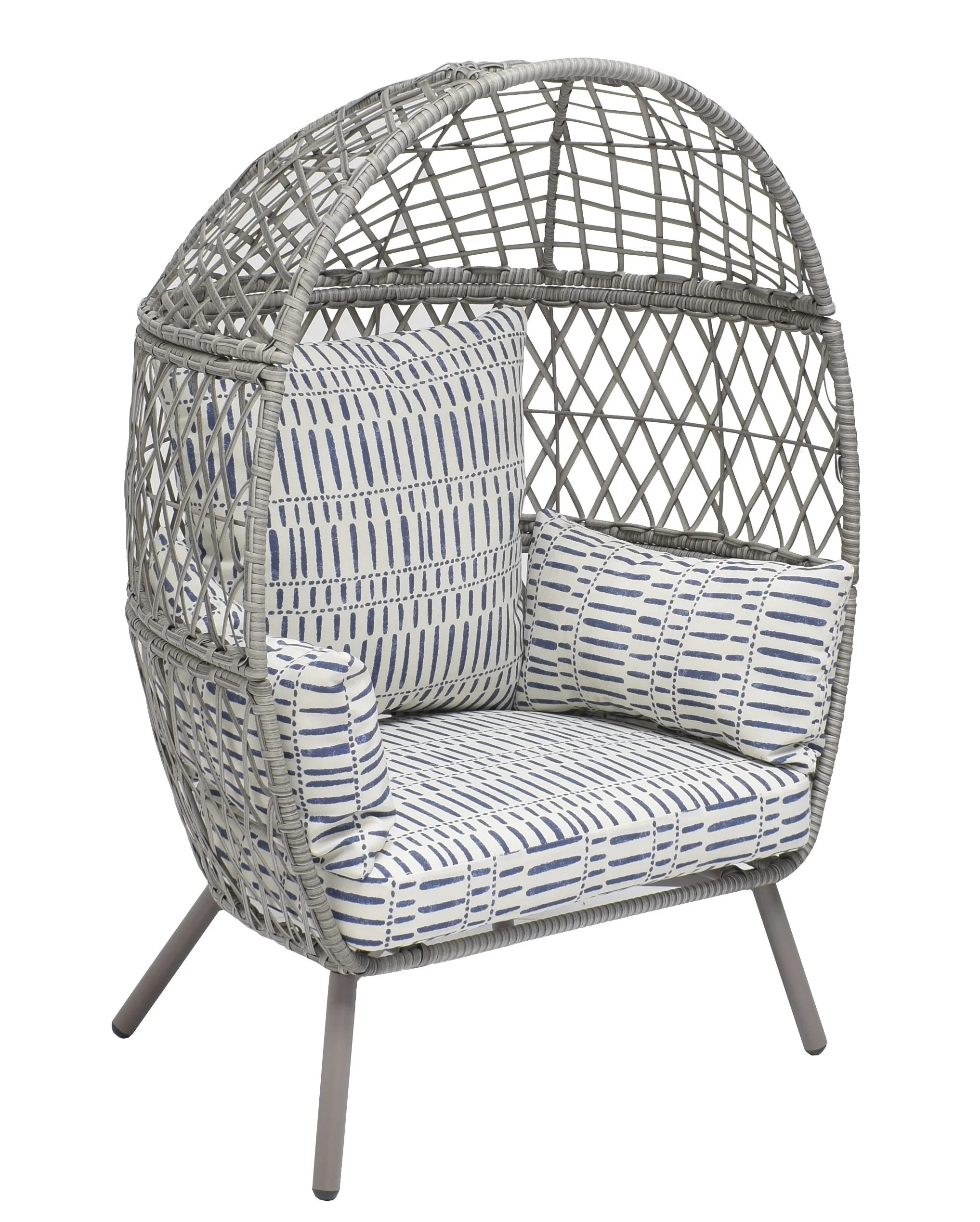 Better Homes & Gardens Kid's Ventura Outdoor Stationary Wicker Woven Egg Chair, Gray - Walmart.co... | Walmart (US)