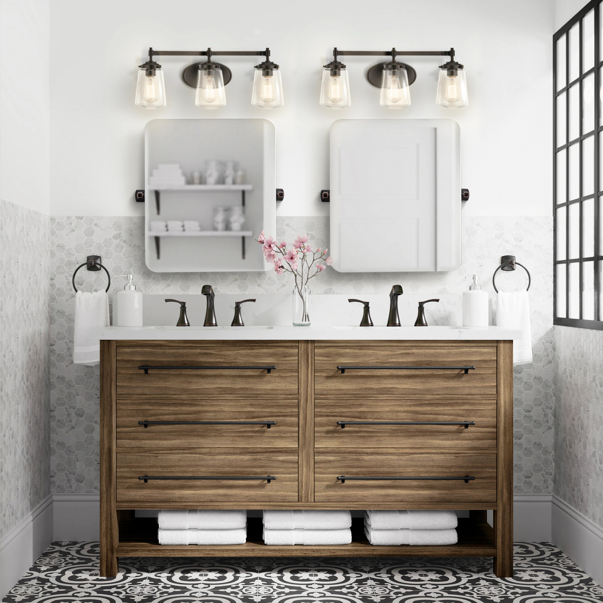 allen + roth Kennilton Wood Open Shelf Vanity Bathroom Collection at Lowes.com | Lowe's